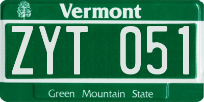 VT license plate ZYT051