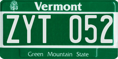 VT license plate ZYT052
