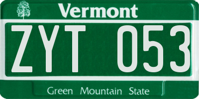 VT license plate ZYT053