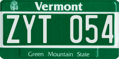 VT license plate ZYT054
