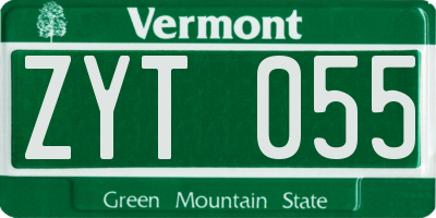 VT license plate ZYT055