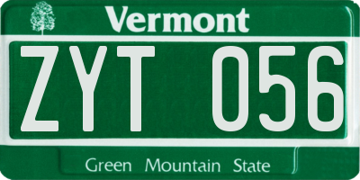 VT license plate ZYT056
