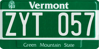 VT license plate ZYT057