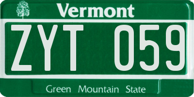 VT license plate ZYT059