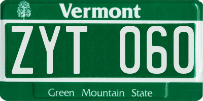 VT license plate ZYT060