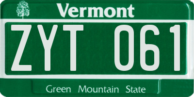 VT license plate ZYT061