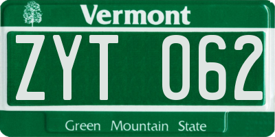 VT license plate ZYT062