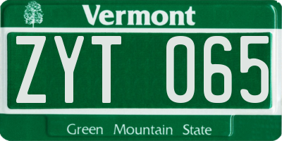 VT license plate ZYT065