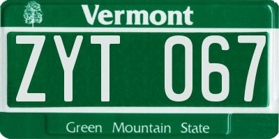 VT license plate ZYT067