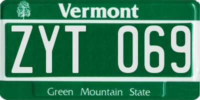 VT license plate ZYT069