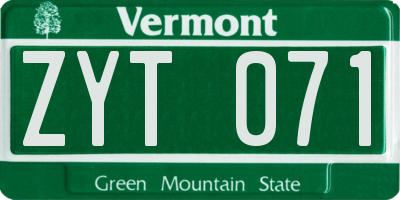VT license plate ZYT071
