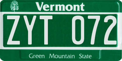 VT license plate ZYT072