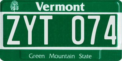VT license plate ZYT074