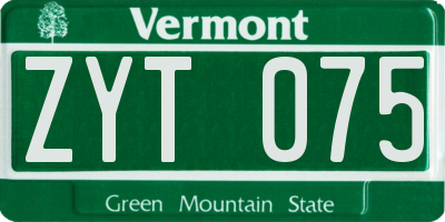 VT license plate ZYT075