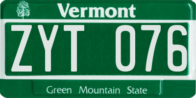 VT license plate ZYT076