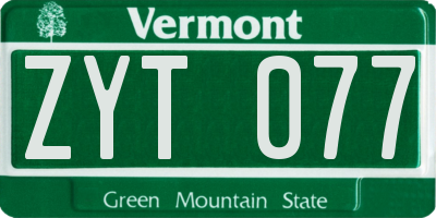 VT license plate ZYT077