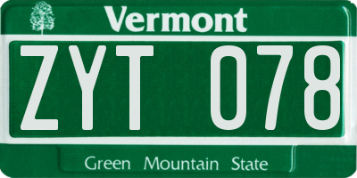 VT license plate ZYT078