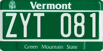 VT license plate ZYT081