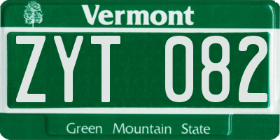 VT license plate ZYT082