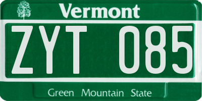 VT license plate ZYT085