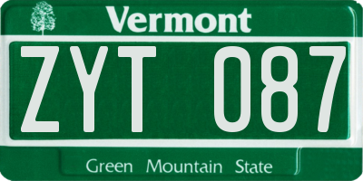 VT license plate ZYT087