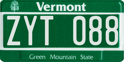 VT license plate ZYT088