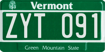 VT license plate ZYT091