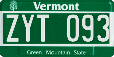 VT license plate ZYT093