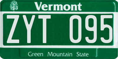 VT license plate ZYT095