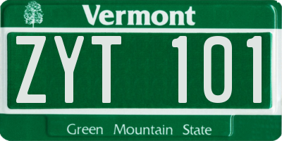 VT license plate ZYT101