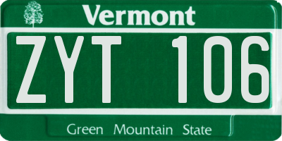 VT license plate ZYT106