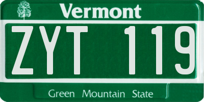 VT license plate ZYT119