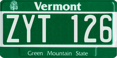 VT license plate ZYT126