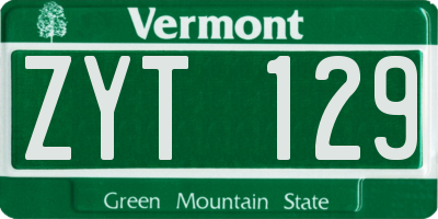 VT license plate ZYT129