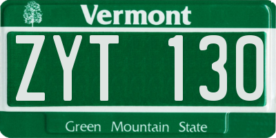 VT license plate ZYT130