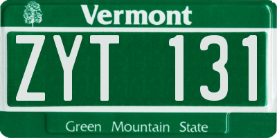 VT license plate ZYT131