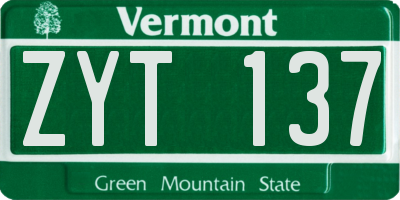 VT license plate ZYT137