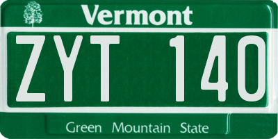 VT license plate ZYT140