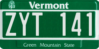 VT license plate ZYT141