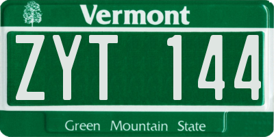 VT license plate ZYT144