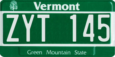 VT license plate ZYT145