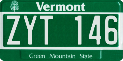 VT license plate ZYT146