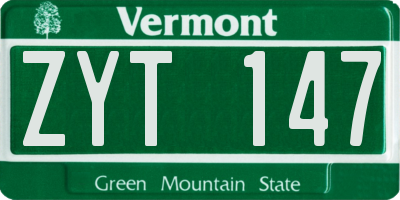VT license plate ZYT147