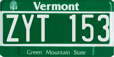 VT license plate ZYT153