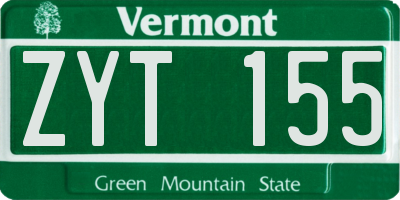 VT license plate ZYT155