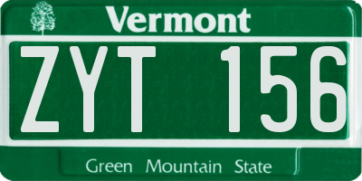 VT license plate ZYT156