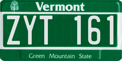 VT license plate ZYT161