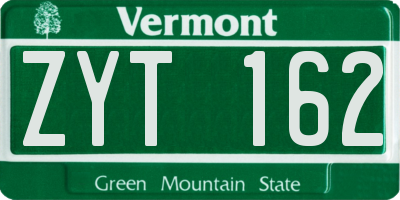 VT license plate ZYT162