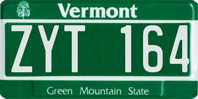 VT license plate ZYT164