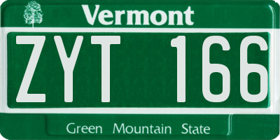 VT license plate ZYT166